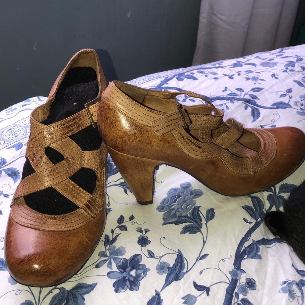 Brown leather dress shoes